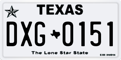TX license plate DXG0151