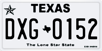 TX license plate DXG0152