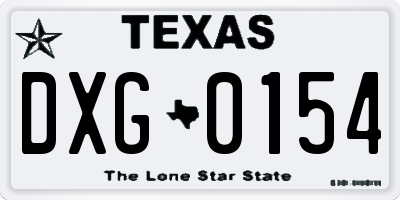 TX license plate DXG0154