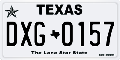 TX license plate DXG0157