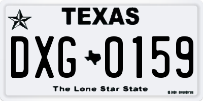 TX license plate DXG0159
