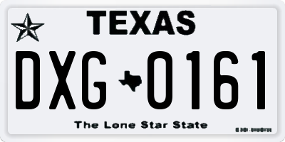 TX license plate DXG0161
