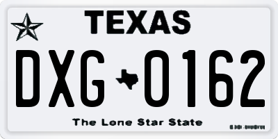 TX license plate DXG0162