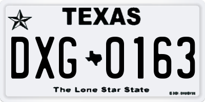 TX license plate DXG0163