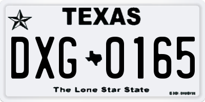 TX license plate DXG0165
