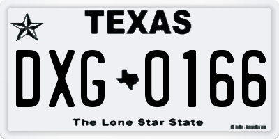 TX license plate DXG0166