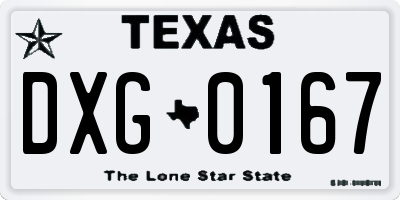 TX license plate DXG0167