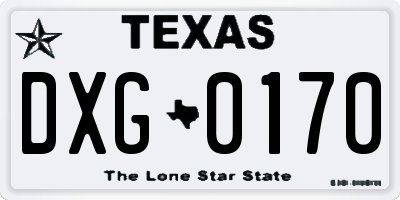 TX license plate DXG0170