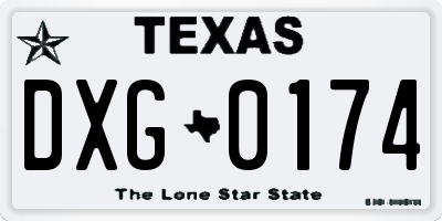 TX license plate DXG0174
