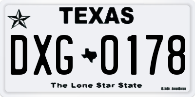 TX license plate DXG0178