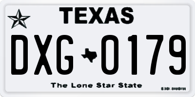 TX license plate DXG0179