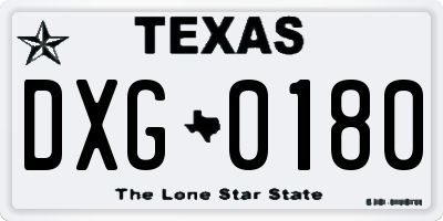 TX license plate DXG0180