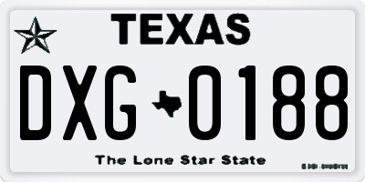 TX license plate DXG0188