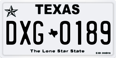 TX license plate DXG0189