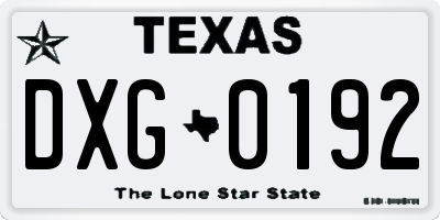 TX license plate DXG0192