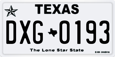 TX license plate DXG0193