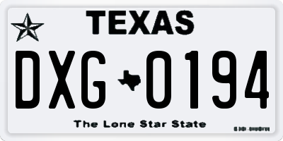 TX license plate DXG0194
