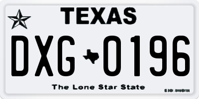 TX license plate DXG0196
