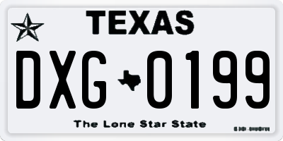 TX license plate DXG0199