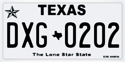 TX license plate DXG0202