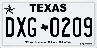 TX license plate DXG0209