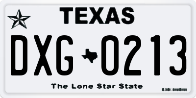 TX license plate DXG0213