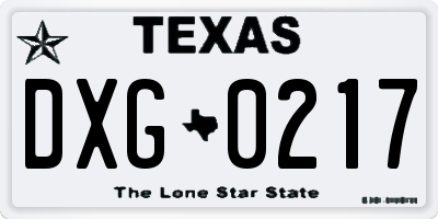 TX license plate DXG0217