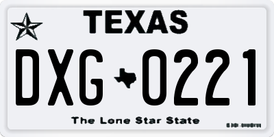 TX license plate DXG0221