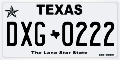 TX license plate DXG0222