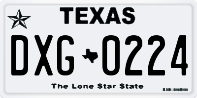 TX license plate DXG0224