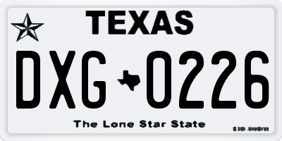 TX license plate DXG0226