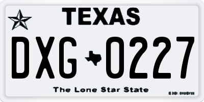 TX license plate DXG0227