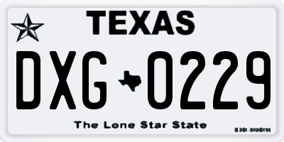 TX license plate DXG0229
