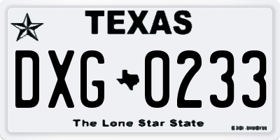TX license plate DXG0233