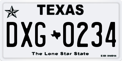 TX license plate DXG0234