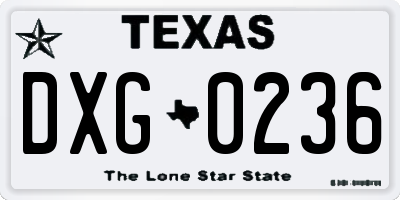 TX license plate DXG0236