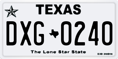 TX license plate DXG0240