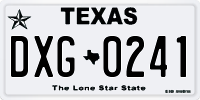 TX license plate DXG0241
