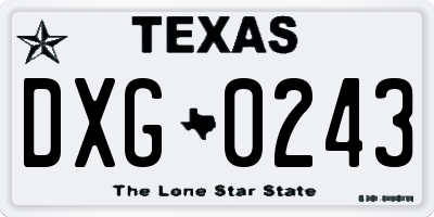 TX license plate DXG0243