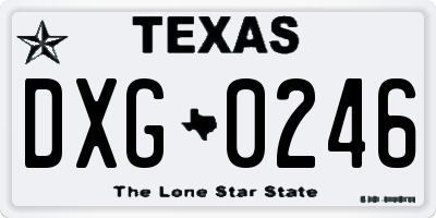 TX license plate DXG0246