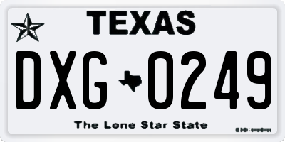 TX license plate DXG0249