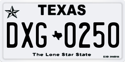 TX license plate DXG0250