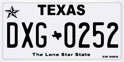 TX license plate DXG0252