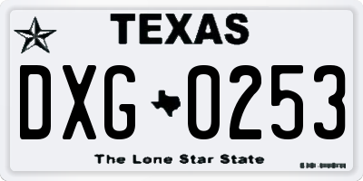 TX license plate DXG0253