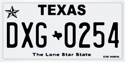 TX license plate DXG0254