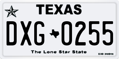 TX license plate DXG0255