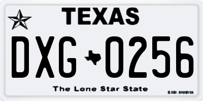 TX license plate DXG0256