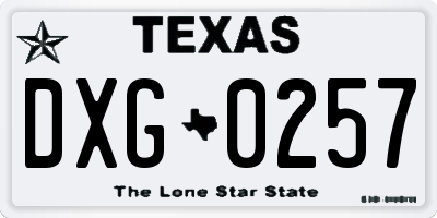 TX license plate DXG0257