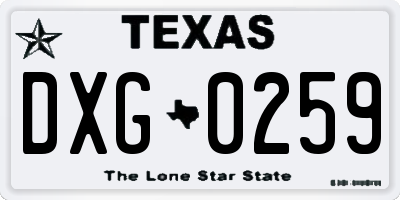 TX license plate DXG0259