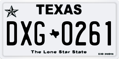 TX license plate DXG0261